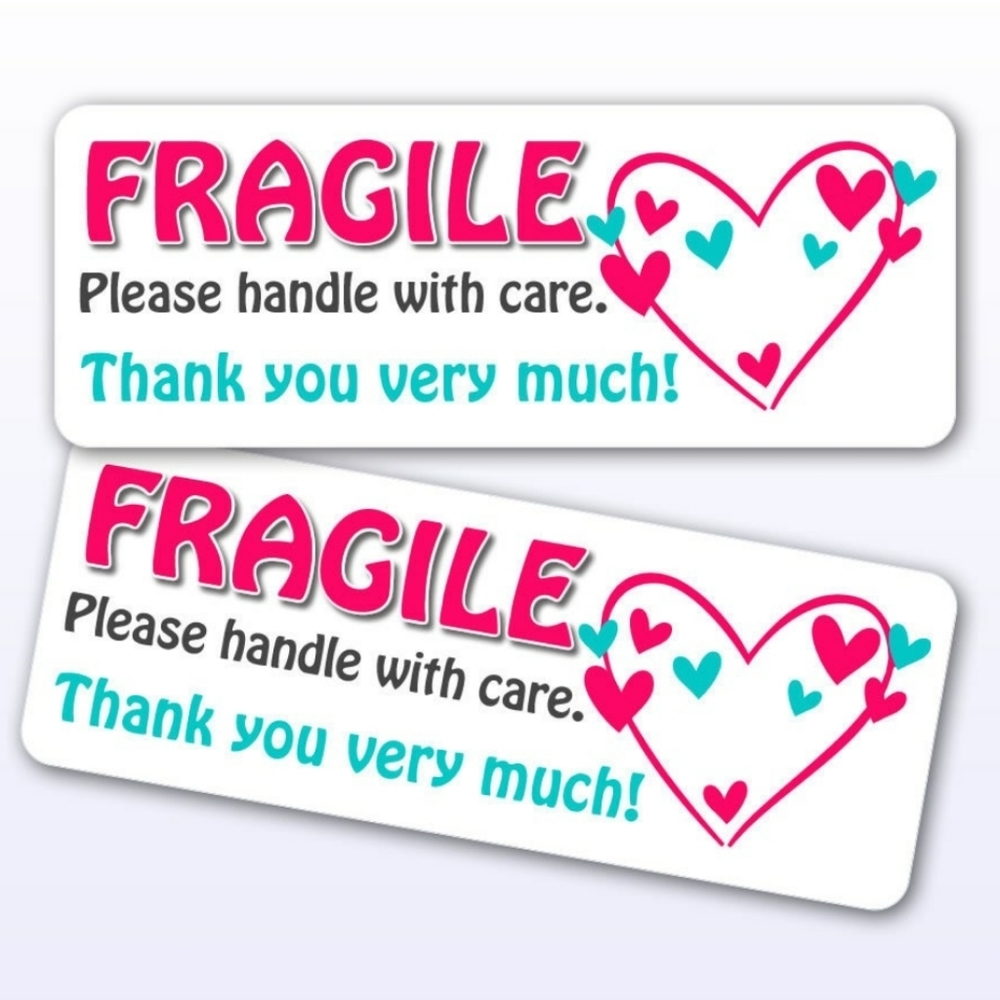 120 Hearts Fragile Stickers MATTE PAPER
